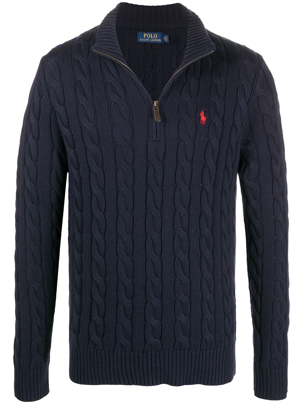 RL-IMPORTED SINGLE PONY CABLE KNIT SWEATER (NAVY)