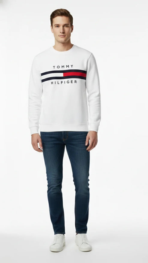 TH-Classic White Sweatshirt Signature Stripe