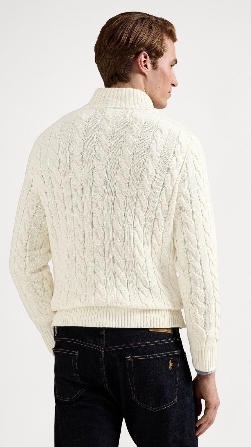 RL-IMPORTED SINGLE PONY CABLE KNIT SWEATER (OFF-WHITE)