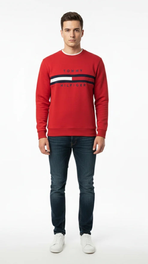 TH-Classic Red Sweatshirt Signature Stripe