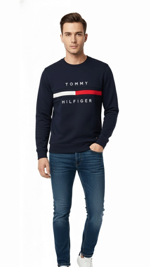 TH-Classic Navy Sweatshirt Signature Stripe