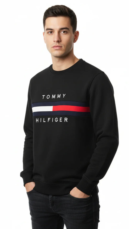 TH-Classic Black Sweatshirt Signature Stripe