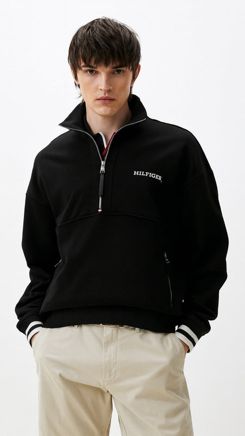 TH-HILFIGER PREMIUM MONO TYPE ZIP UP (BLACK)