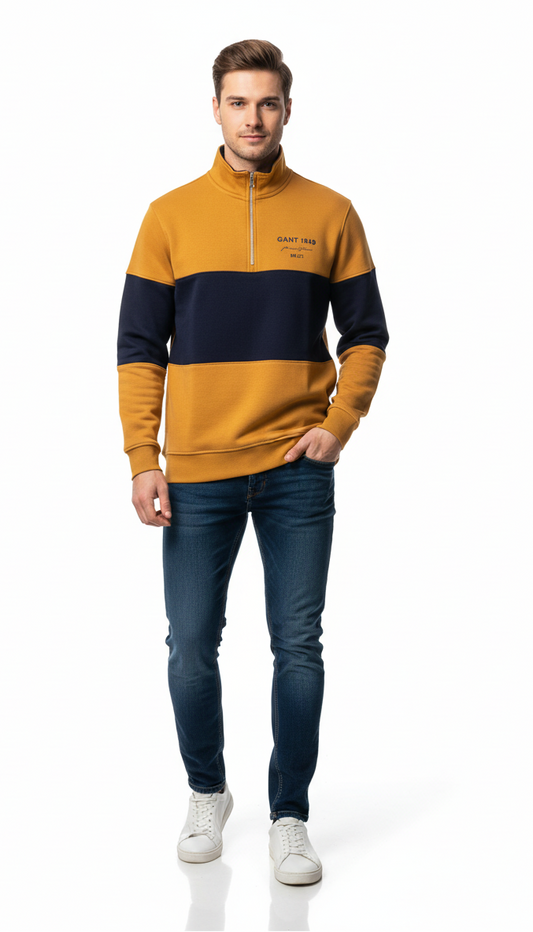 GNT-1949 QUARTER-ZIP (MUSTARD/NAVY)